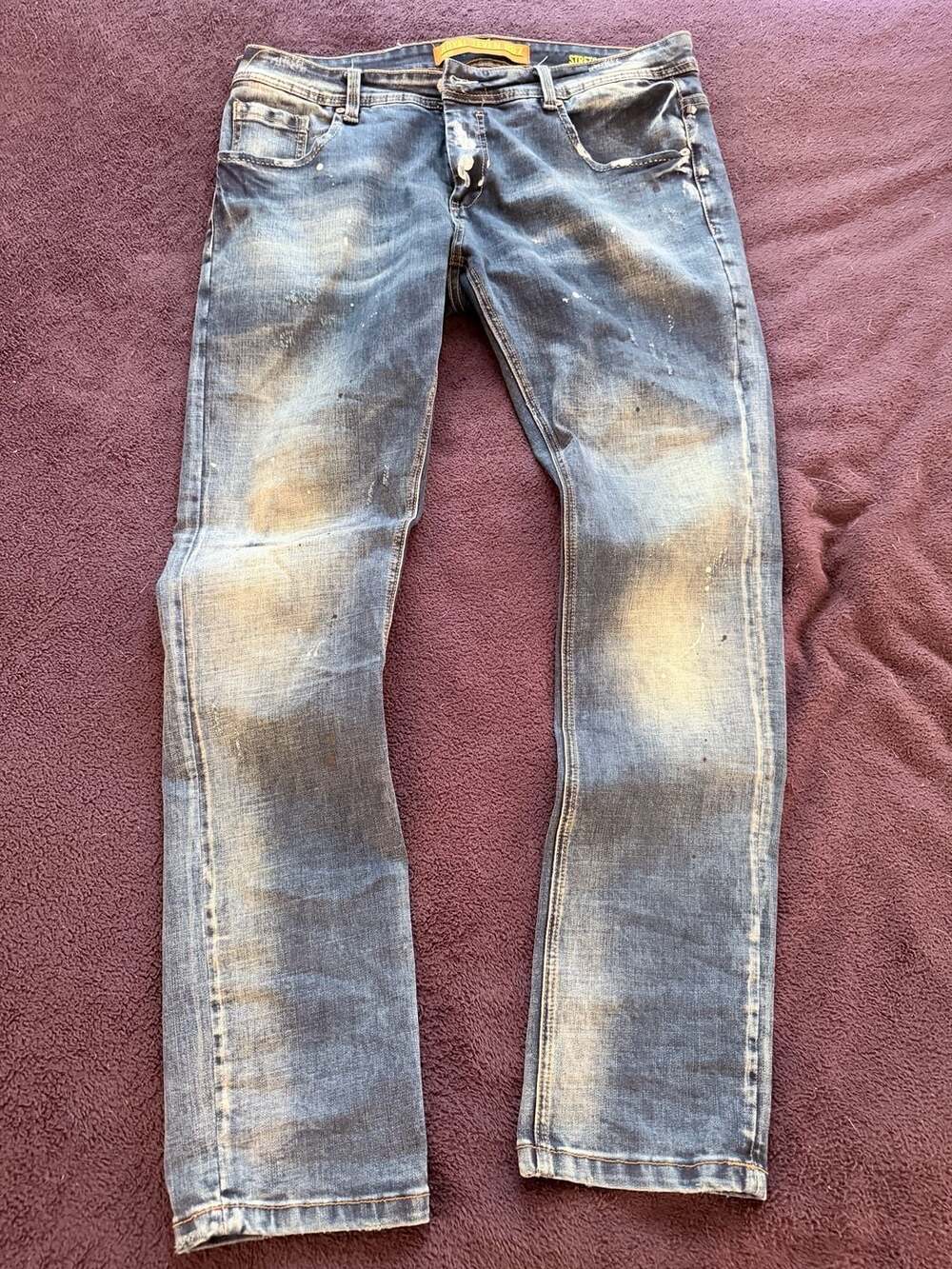 Royal Seven RS7 Men's Distressed Paint Splatter Stretch Denim Jeans Size 36x32
